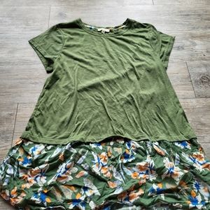 green flowered shirt